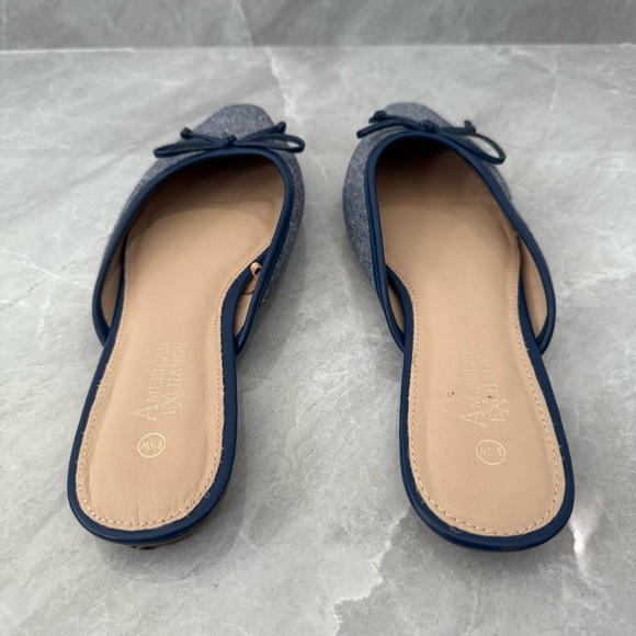 Women’s American Exchange Slip On Flat Sandals Pointed Toe Bow Denim Size 8.5 - Picture 6 of 12